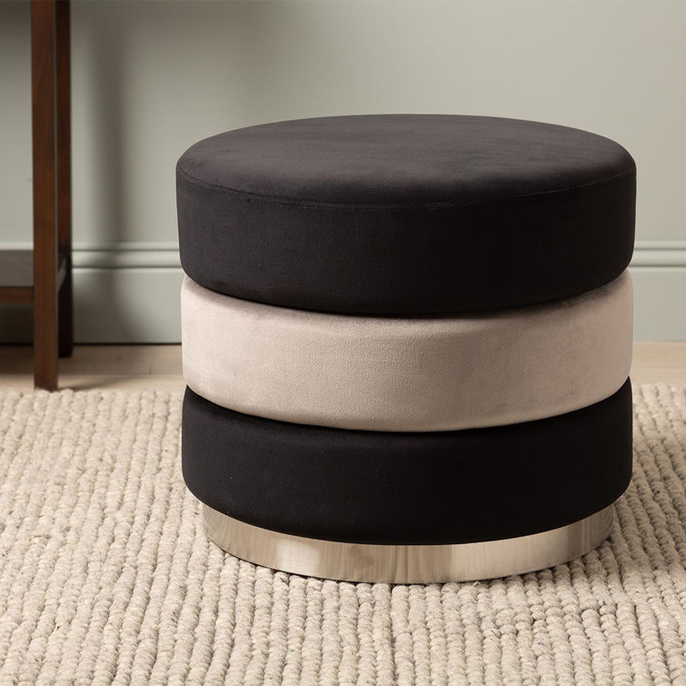Atanasie Round Ottoman Stool for Bedroom Furniture Modern Stool with Stainless Steel Base